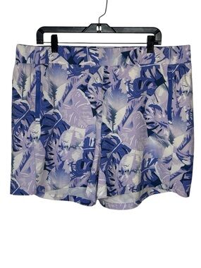 Columbia Women’s PFG Tidal ll Shorts 1X Purple Tropical Leaf Omni-Shade UPF 50